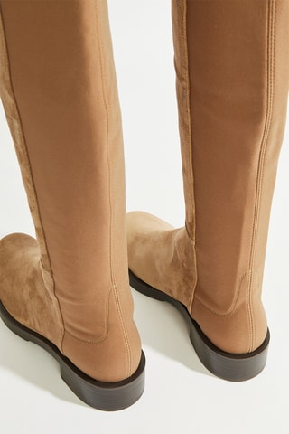 Botas acima do joelho em couro - Castanho claro