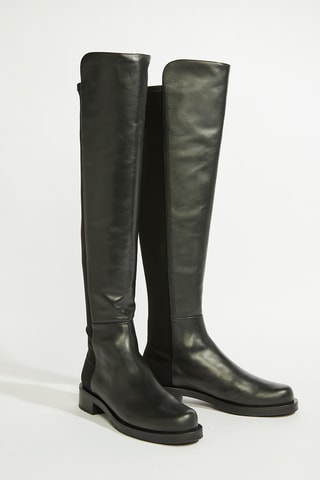 Botas acima do joelho em couro - Preto