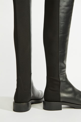 Botas acima do joelho em couro - Preto