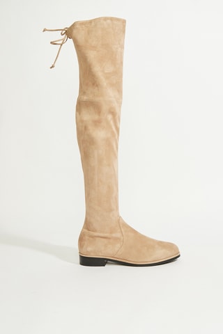 Botas acima do joelho em couro - Bege