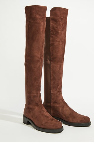 Botas acima do joelho em couro - Castanho