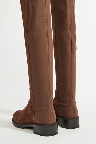 Botas acima do joelho em couro - Castanho