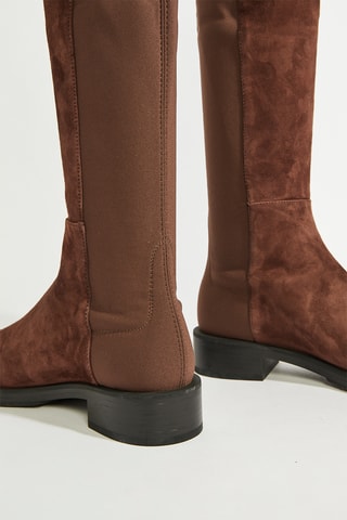 Botas acima do joelho em couro - Castanho