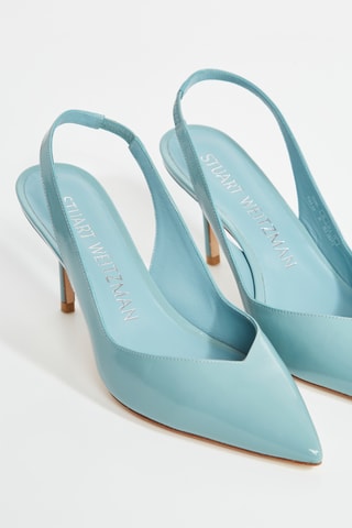 Sapatos de salto envernizados em couro - Azul-celeste