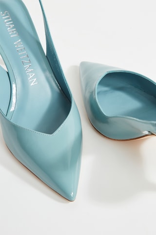 Sapatos de salto envernizados em couro - Azul-celeste
