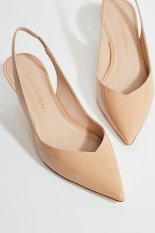 Sapatos de salto envernizados em couro - Bege
