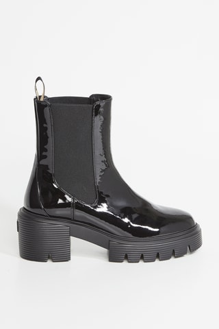 Botins Chelsea em couro - Preto