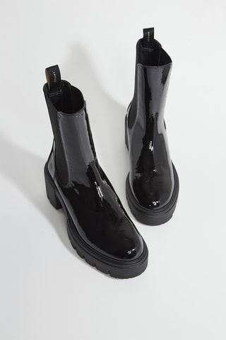 Botins Chelsea em couro - Preto