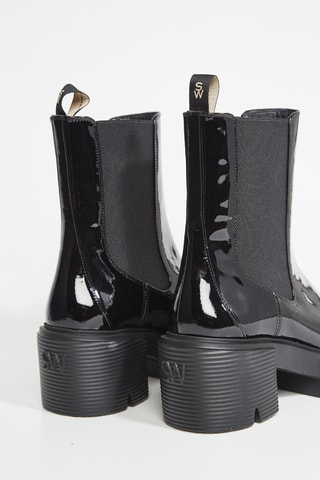 Botins Chelsea em couro - Preto