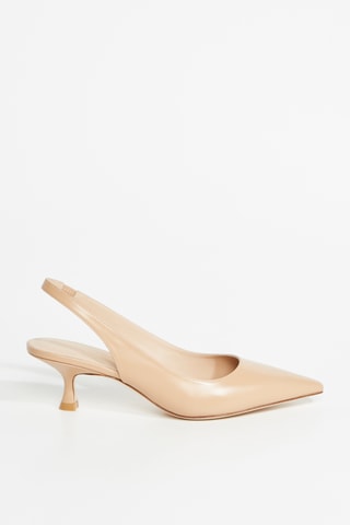 Sapatos de salto envernizados em couro - Bege