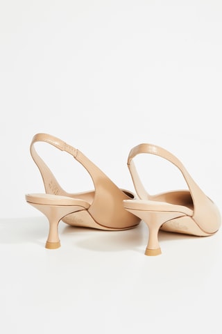 Sapatos de salto envernizados em couro - Bege