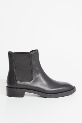 Botins Chelsea em couro - Preto