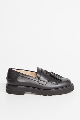 Mocassins com plataforma em couro - Preto