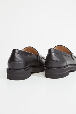 Mocassins com plataforma em couro - Preto