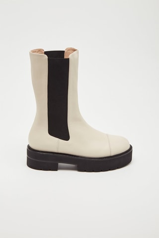 Botins Chelsea em couro Presley Ultlif - Bege e preto 