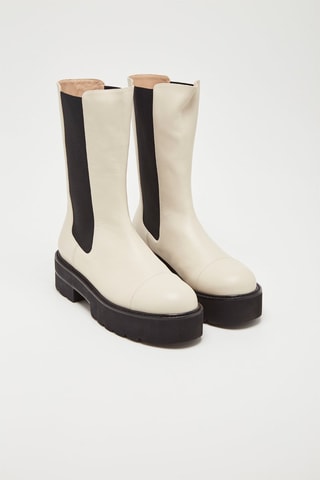Botins Chelsea em couro Presley Ultlif - Bege e preto 