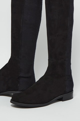 Botas acima do joelho em couro de cabra Sue Preto