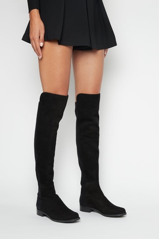 Botas acima do joelho em couro de cabra Sue Preto