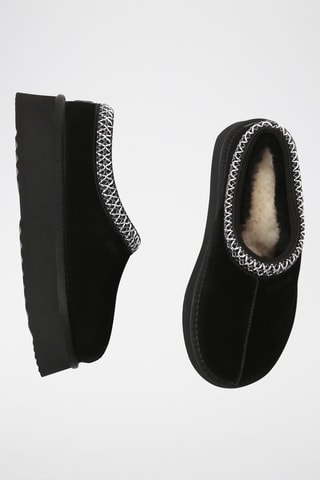 Chinelos de quarto forrados com plataforma em nobuck Wonga - Preto