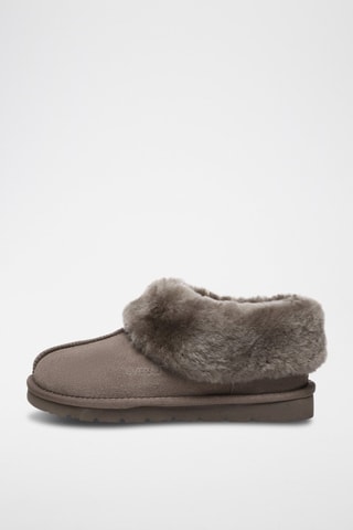 Pantufas forradas em nobuck Ibis - Castanho