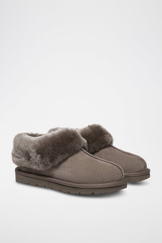 Pantufas forradas em nobuck Ibis - Castanho