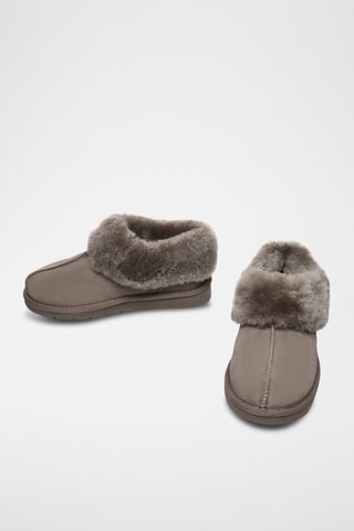 Pantufas forradas em nobuck Ibis - Castanho