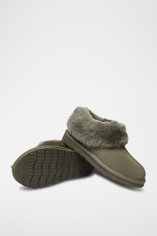 Pantufas forradas em nobuck Ibis - Verde