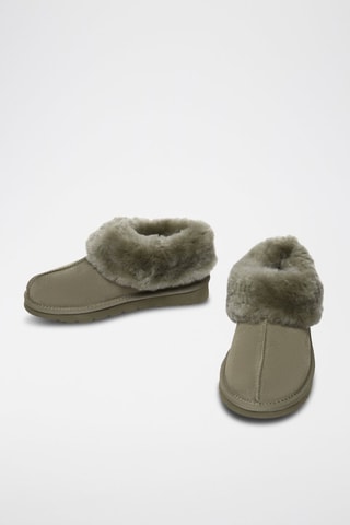 Pantufas forradas em nobuck Ibis - Verde