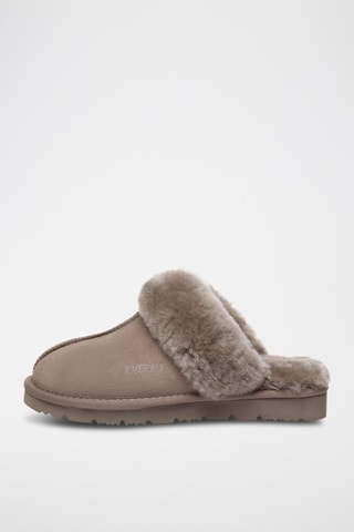 Pantufas forradas em nobuck Raven - Castanho