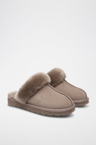Pantufas forradas em nobuck Raven - Castanho