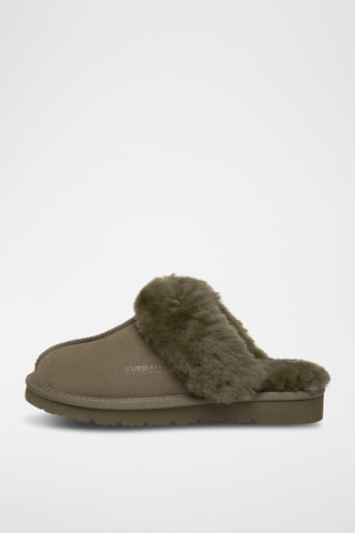 Pantufas forradas em nobuck Raven - Verde