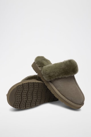 Pantufas forradas em nobuck Raven - Verde