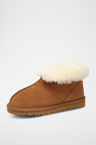 Botins forrados de nobuck Owl - Camel e branco