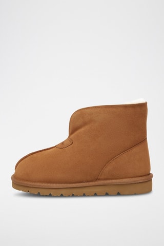 Botins forrados de nobuck Owl - Camel e branco