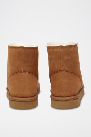 Botins forrados de nobuck Owl - Camel e branco