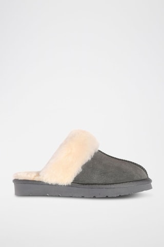 Pantufas forradas de nobuck Raven - Cinzento-escuro