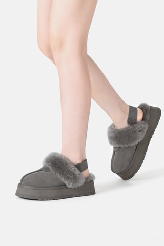 Pantufas forradas de nobuck com plataforma Wagtail - Cinzento