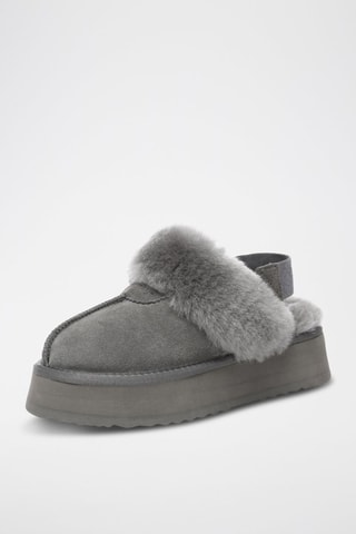Pantufas forradas de nobuck com plataforma Wagtail - Cinzento