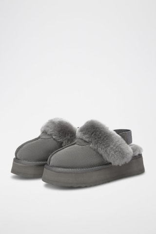 Pantufas forradas de nobuck com plataforma Wagtail - Cinzento