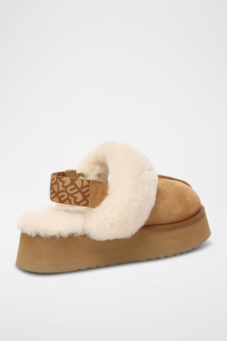 Pantufas forradas de nobuck com plataforma Wagtail - Camel
