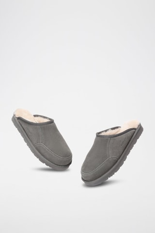 Pantufas forradas de nobuck Lark - Cinzento