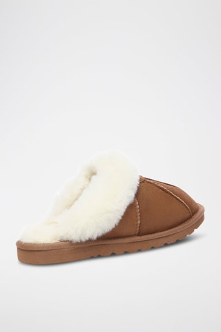 Pantufas forradas em couro de carneiro nobuck Magpie - Camel