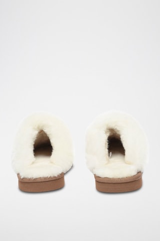 Pantufas forradas em couro de carneiro nobuck Magpie - Camel