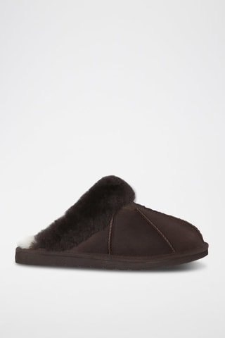 Pantufas forradas em couro de carneiro nobuck Magpie - Castanho-escuro