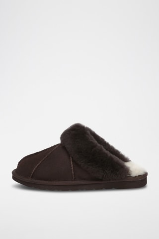 Pantufas forradas em couro de carneiro nobuck Magpie - Castanho-escuro