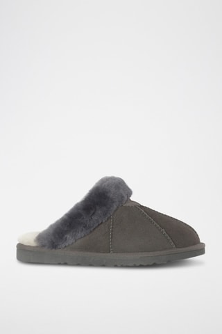 Pantufas forradas em couro de carneiro nobuck Magpie - Cinzento