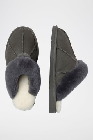 Pantufas forradas em couro de carneiro nobuck Magpie - Cinzento