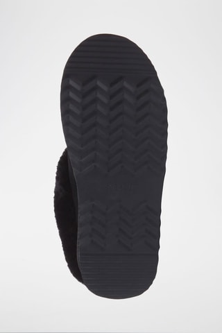 Chinelos de quarto forrados com plataforma em nobuck Topknot - Preto