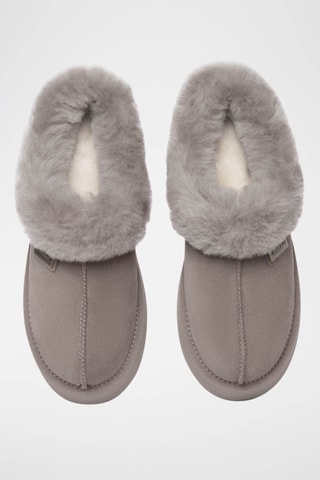 Chinelos de quarto forrados com plataforma em nobuck Topknot - Castanho