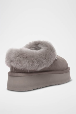 Chinelos de quarto forrados com plataforma em nobuck Topknot - Castanho